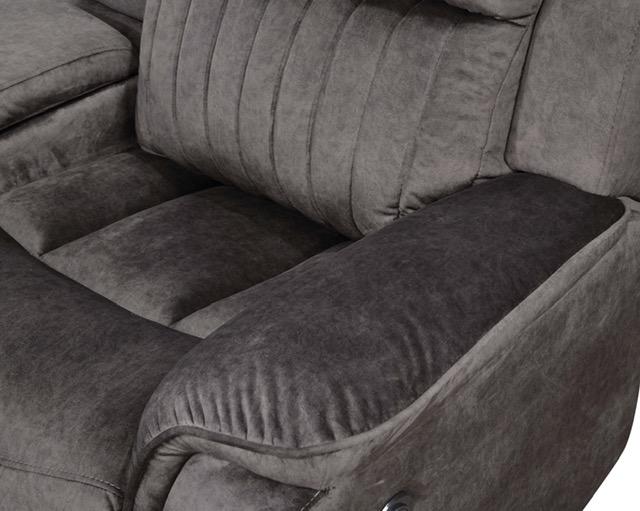 Dark Gray Sectional with 2 power recliners in the end and one manual recliner with console